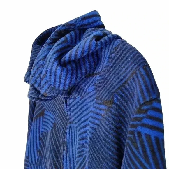 Bench Women’s L Fleece Hoodie Full Zip Black Blue Striped Activewear Athleisure - Picture 8 of 14